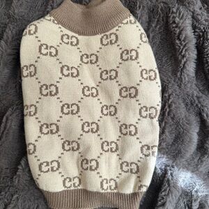 Small Dog Beige and Brown Dog Sweater